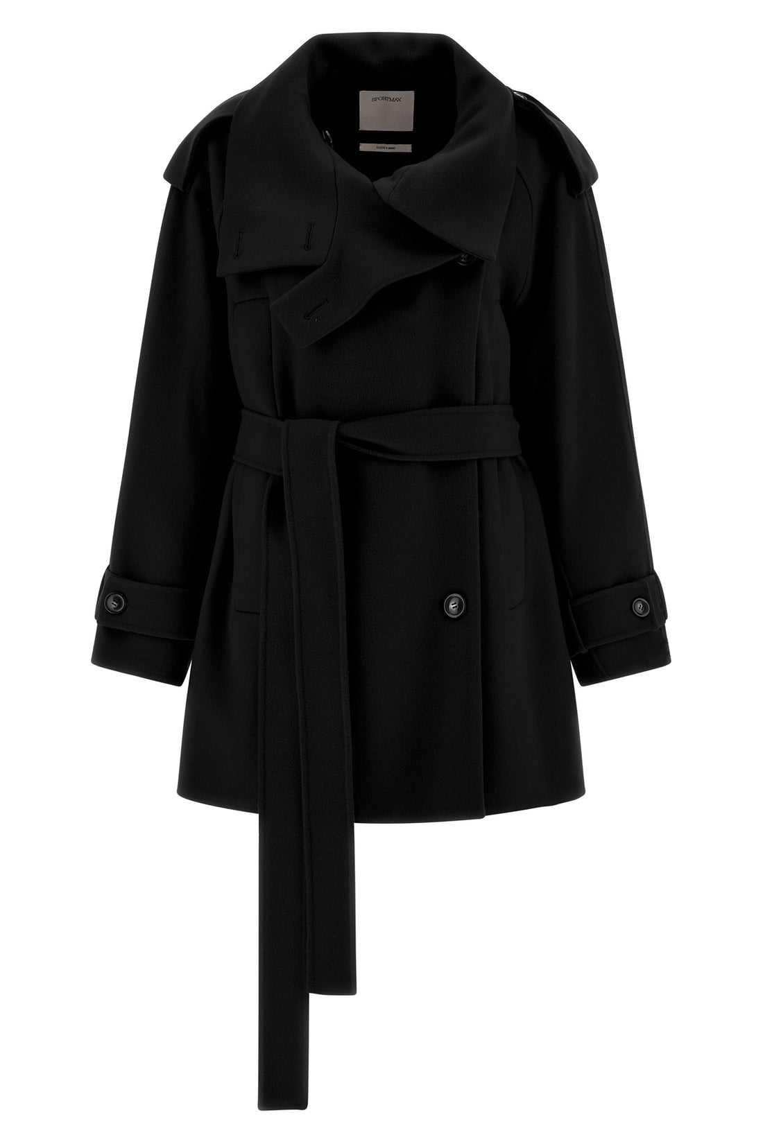 SPORTMAX 36 bouquet1234 short double-breasted trench coat in pure wool