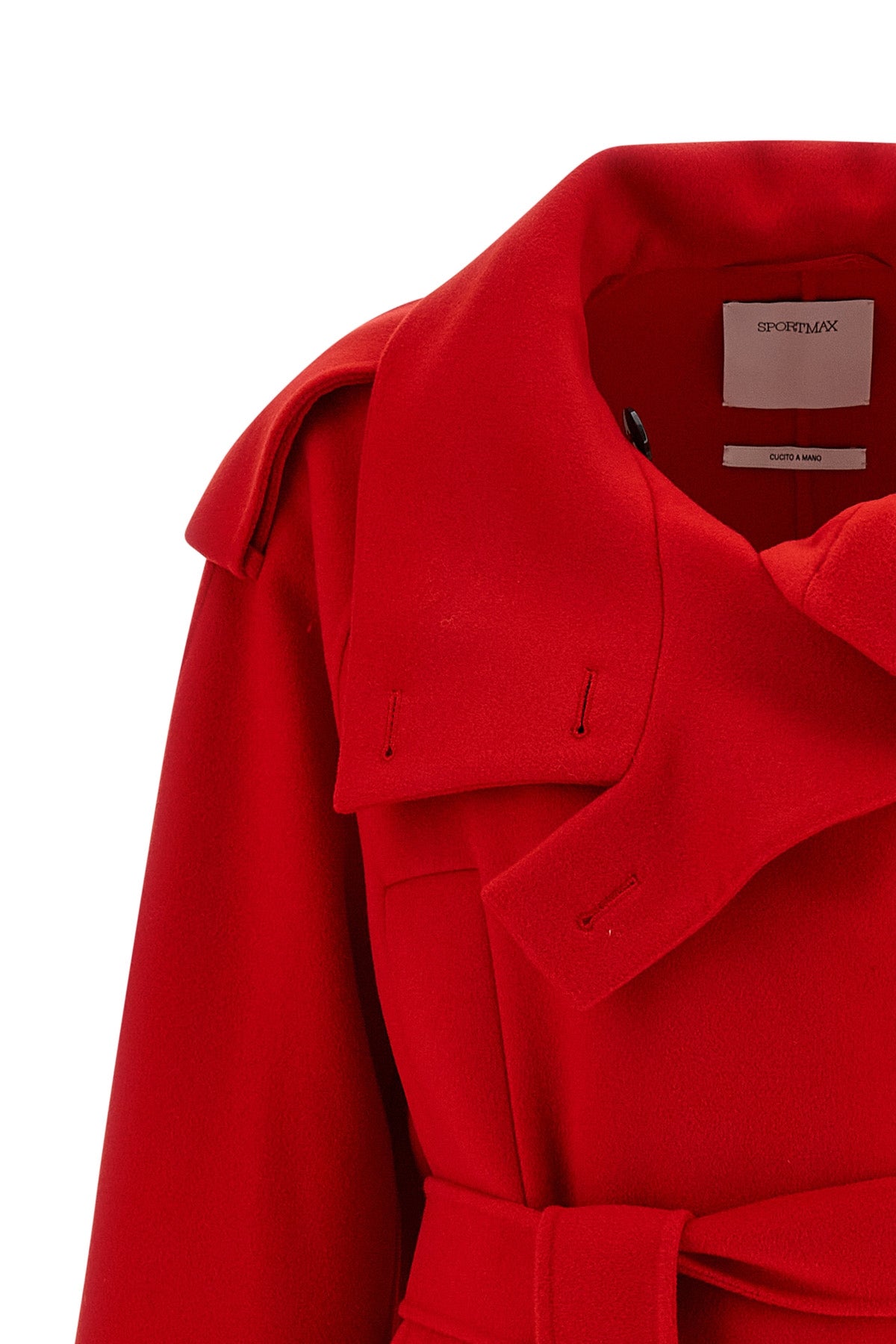 bouquet1234 short double-breasted trench coat in pure wool
