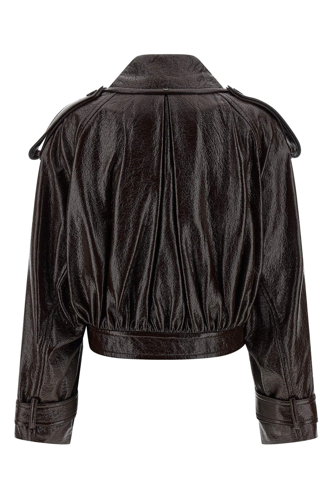 SPORTMAX 42 beta1234 short trench coat in glossy paint-effect coated cotton