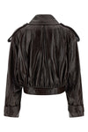 beta1234 short trench coat in glossy paint-effect coated cotton