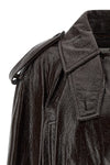 beta1234 short trench coat in glossy paint-effect coated cotton