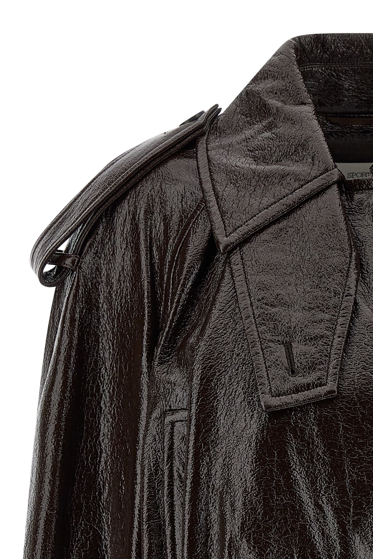 beta1234 short trench coat in glossy paint-effect coated cotton