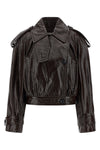 beta1234 short trench coat in glossy paint-effect coated cotton