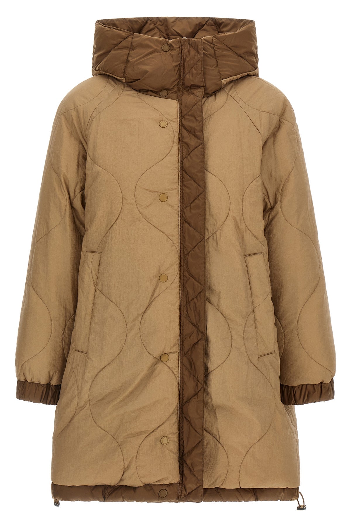 anfora reversible midi parka in waterproof canvas