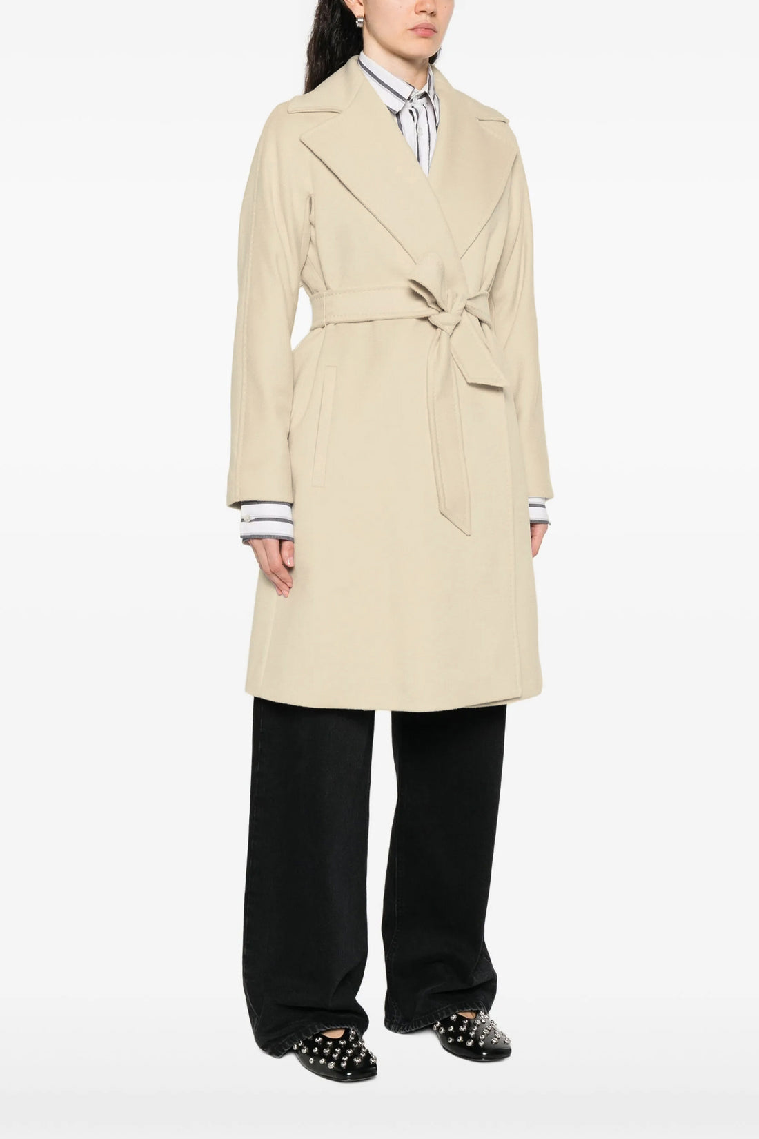 MAX MARA STUDIO 46 dravenna pure wool drap coat finished