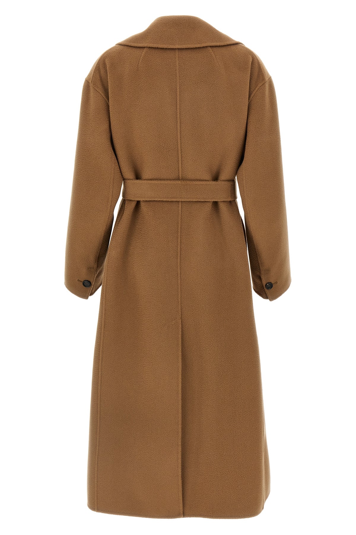 dalila long coat in double drap of pure wool sewn by hand