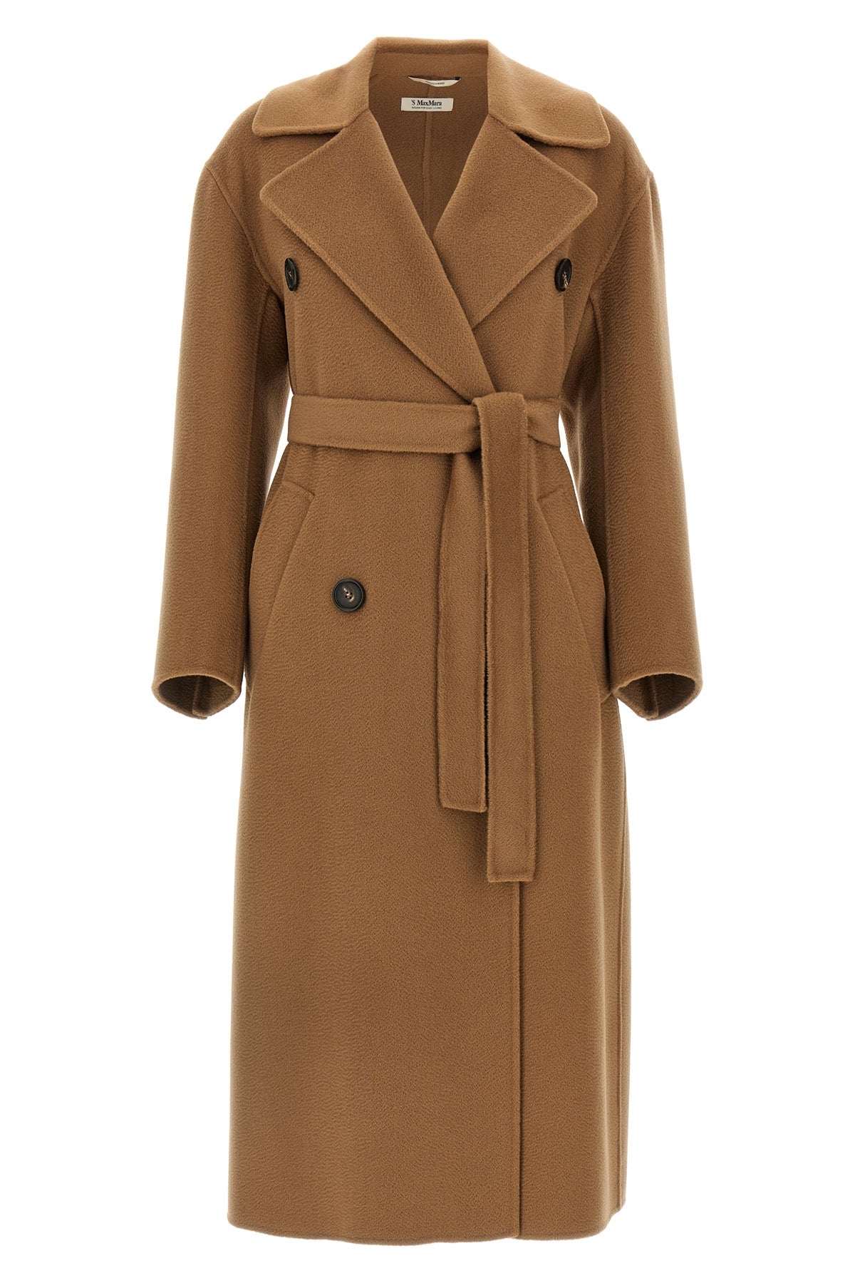 dalila long coat in double drap of pure wool sewn by hand