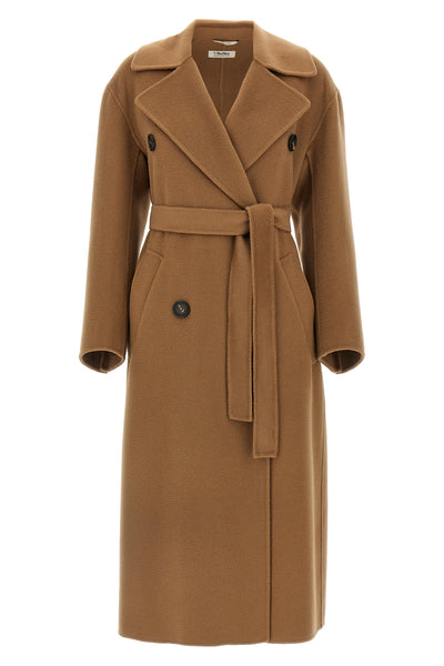 dalila long coat in double drap of pure wool sewn by hand