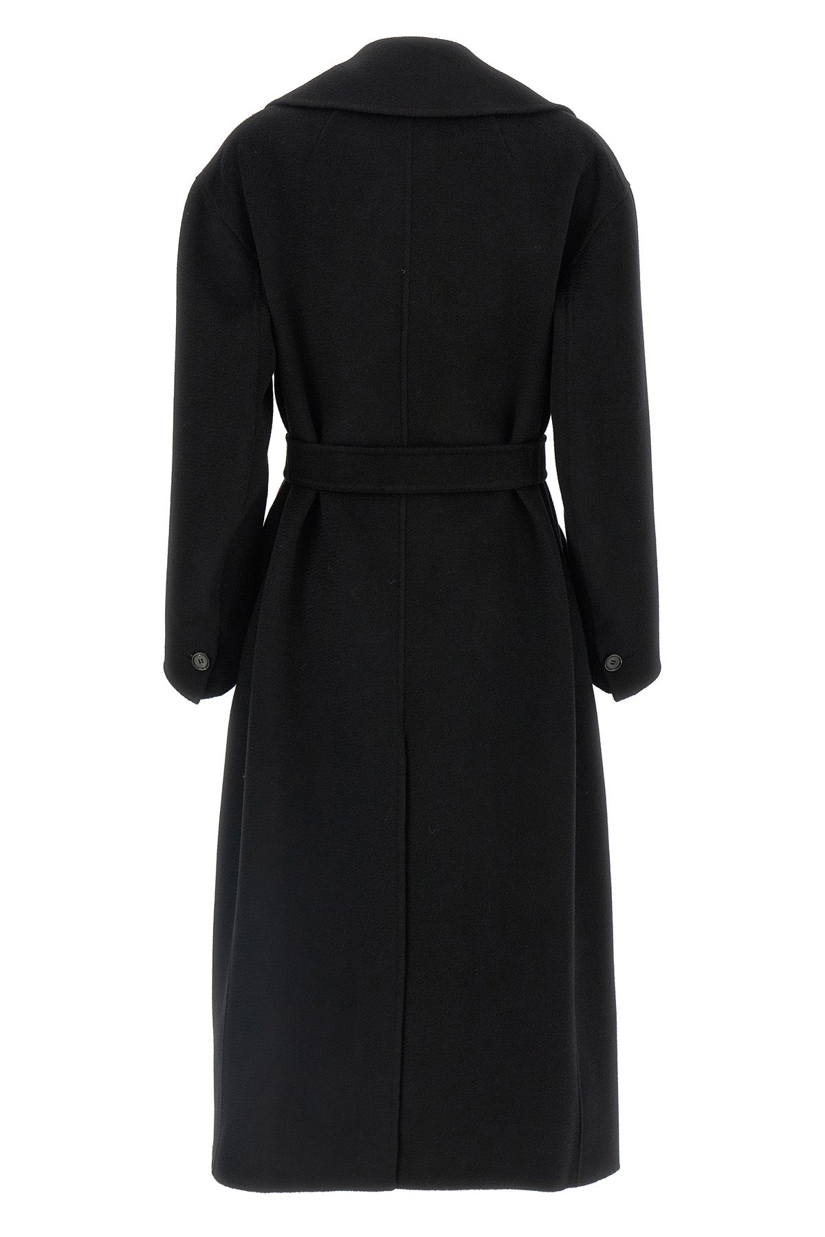 dalila long coat in double drap of pure wool sewn by hand