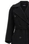 dalila long coat in double drap of pure wool sewn by hand