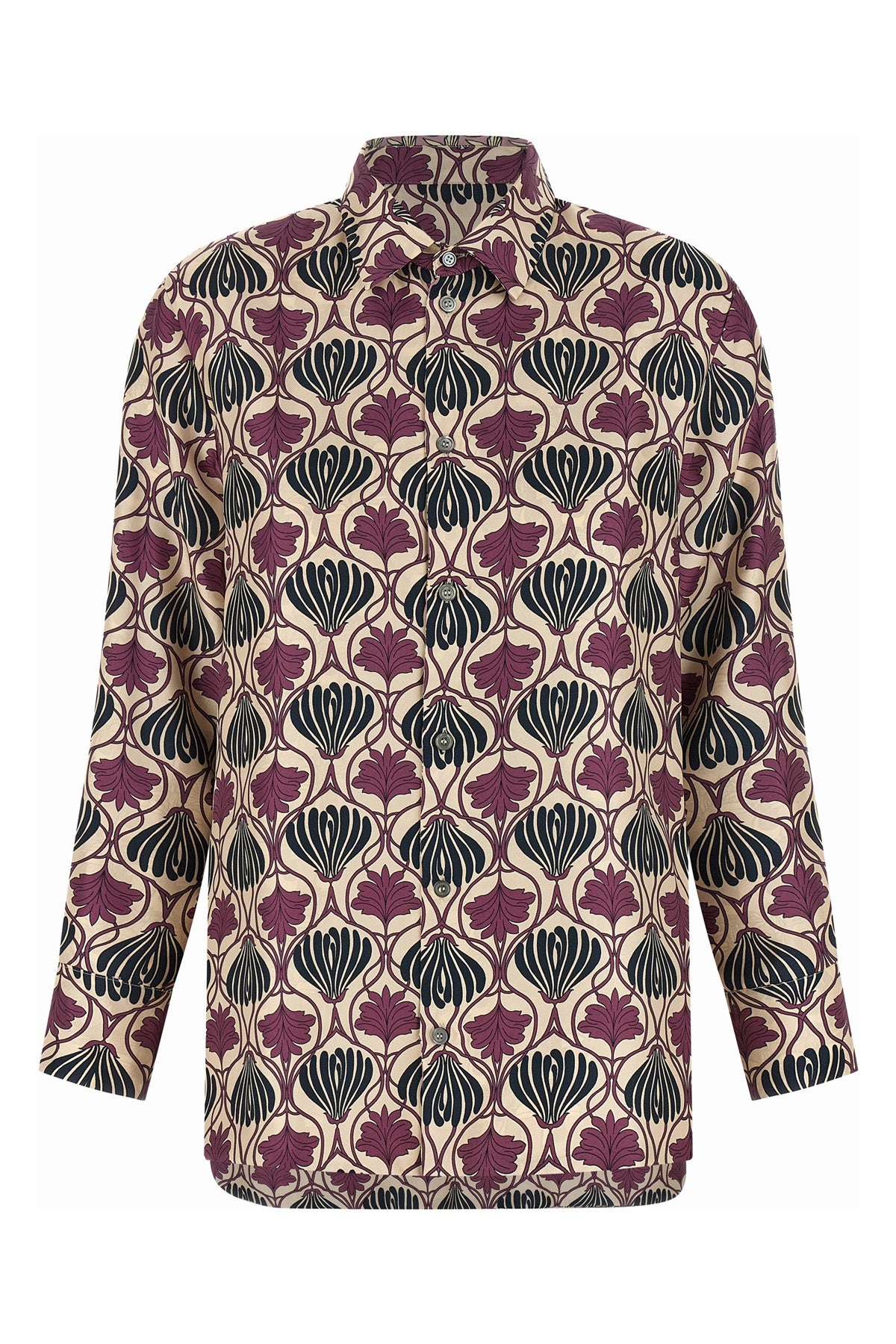 times reversible shirt in patterned silk twill