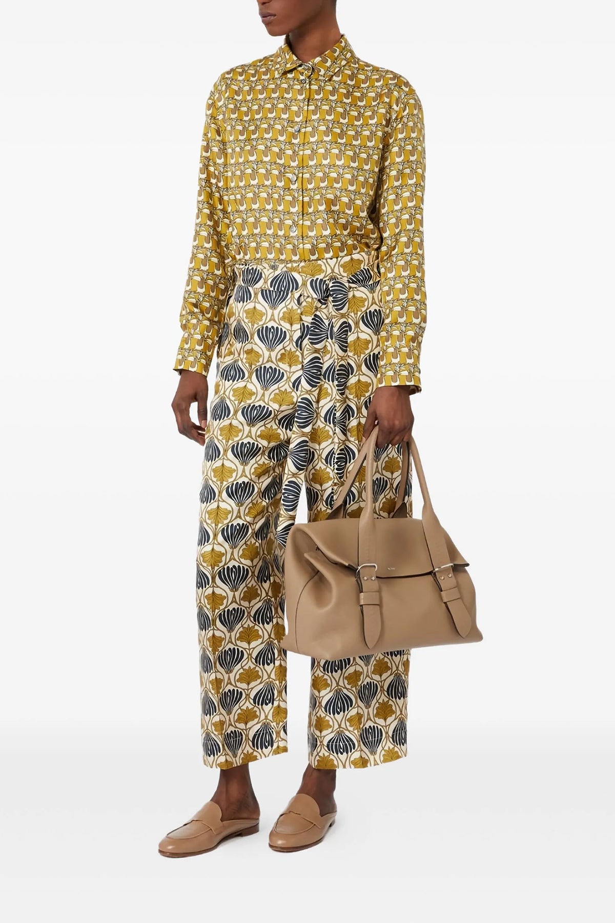 timec all-over print silk trousers