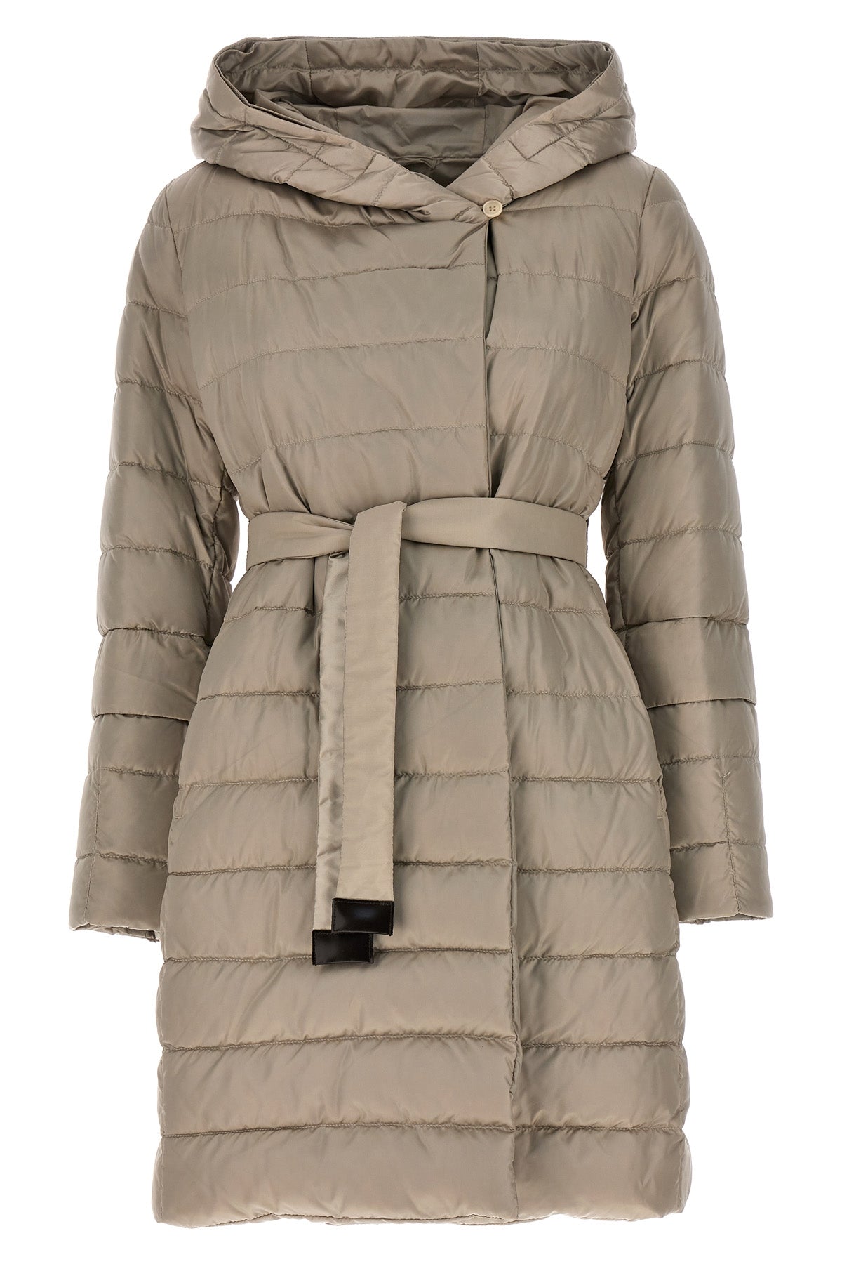 novef reversible midi down jacket in quilted iridescent waterproof technical s