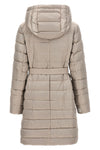 novef reversible midi down jacket in quilted iridescent waterproof technical s