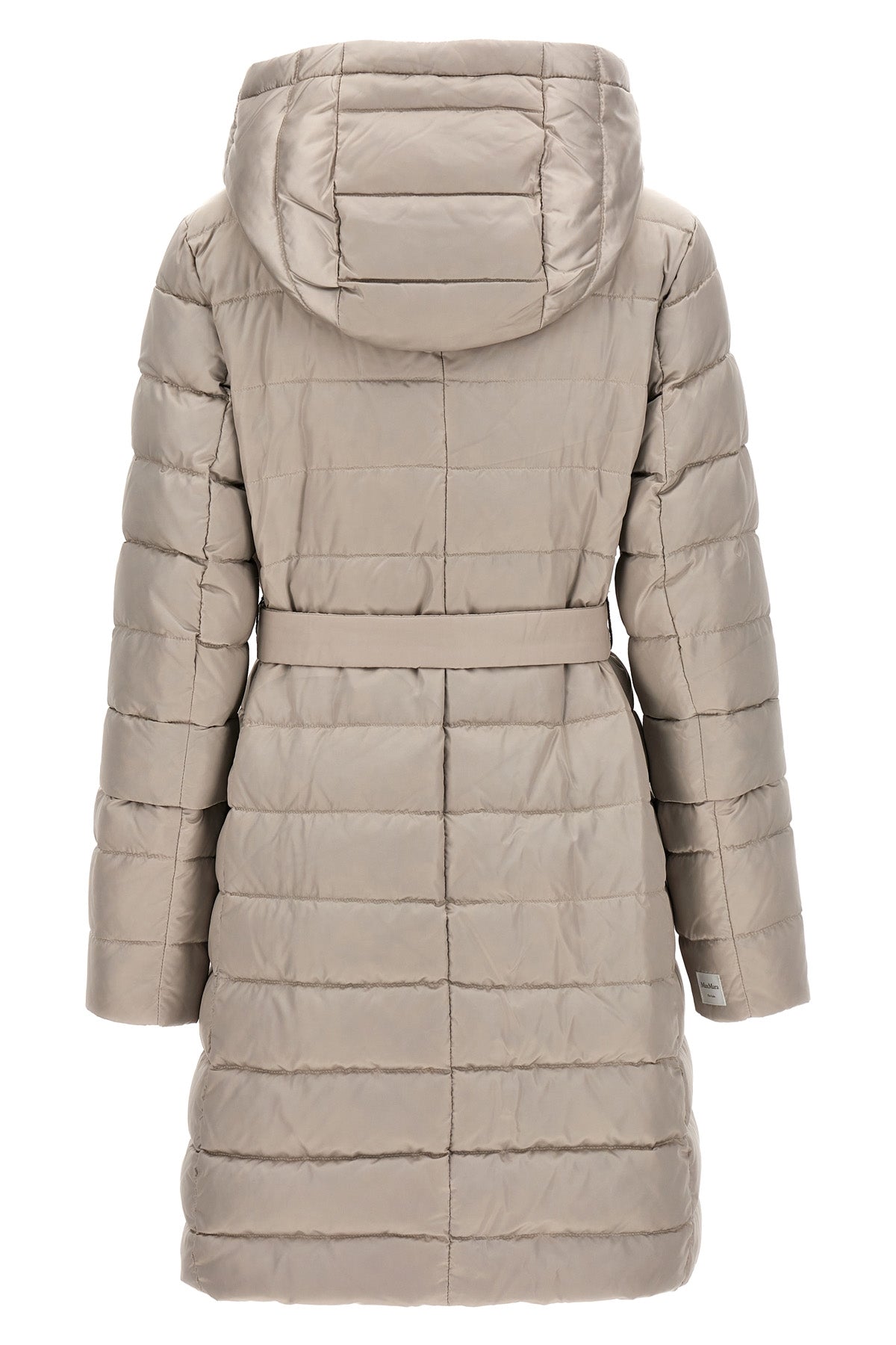 novef reversible midi down jacket in quilted iridescent waterproof technical s
