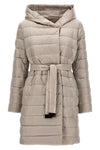 novef reversible midi down jacket in quilted iridescent waterproof technical s