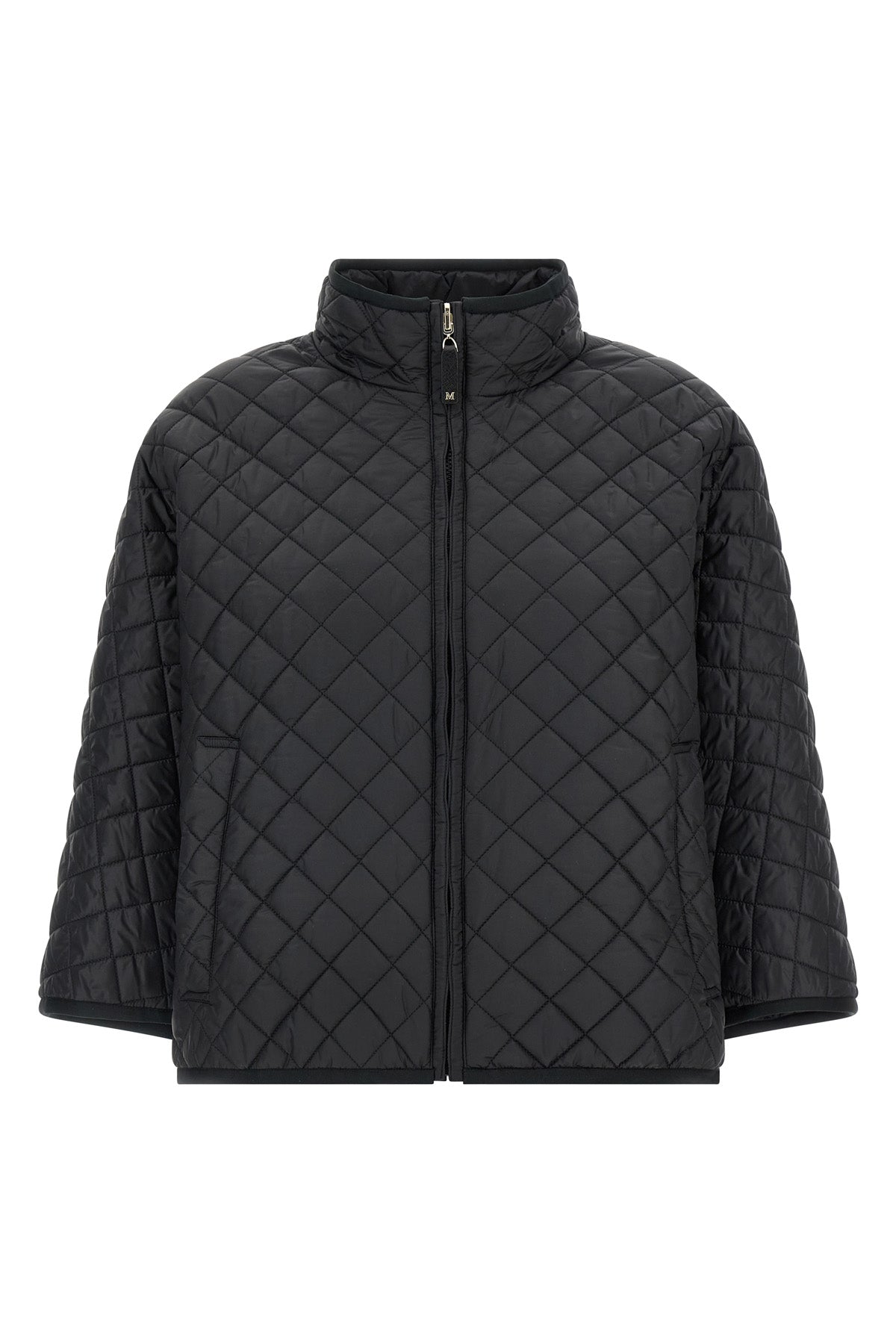 short reversible cape delfina in waterproof canvas padded