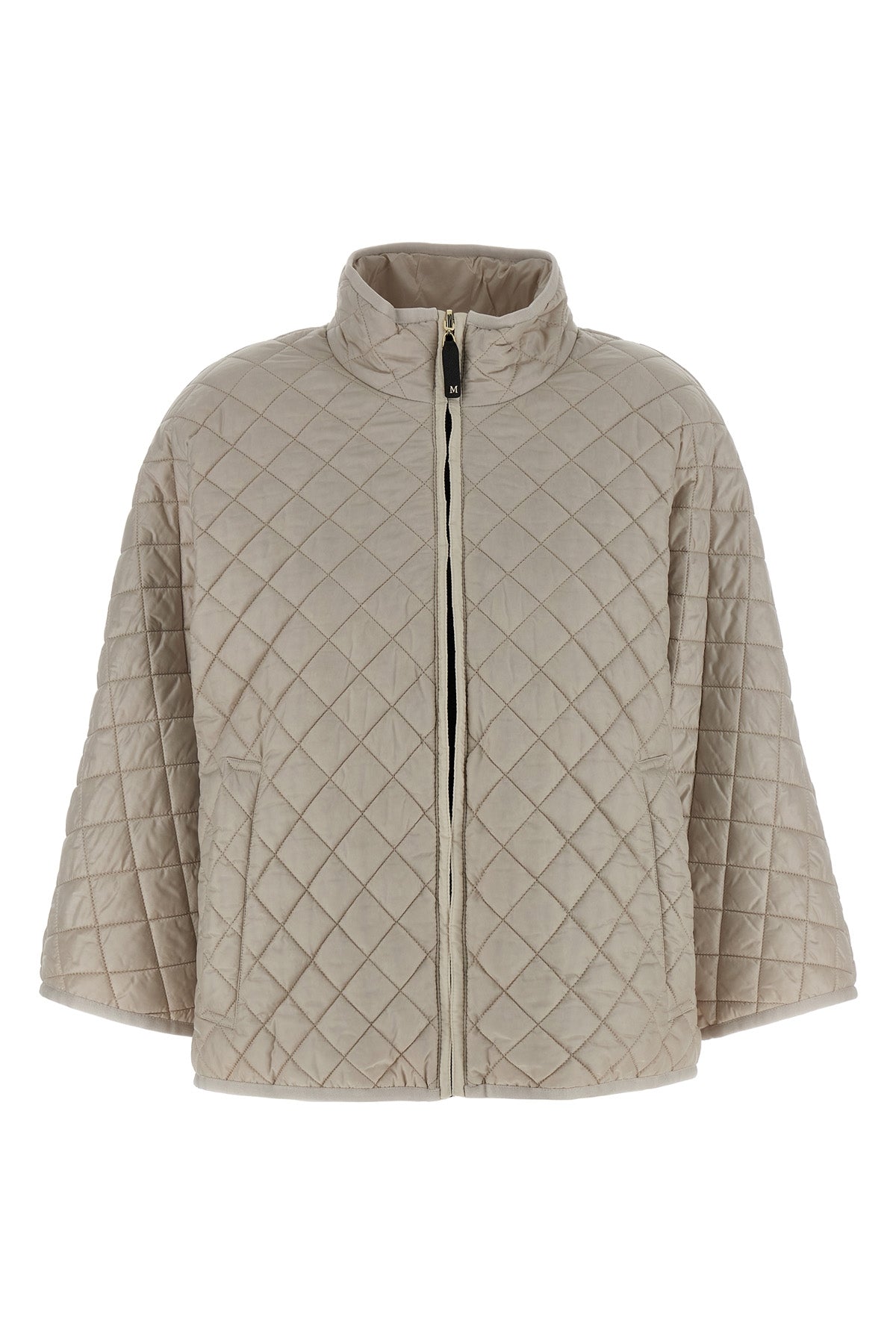 short reversible cape delfina in waterproof canvas padded