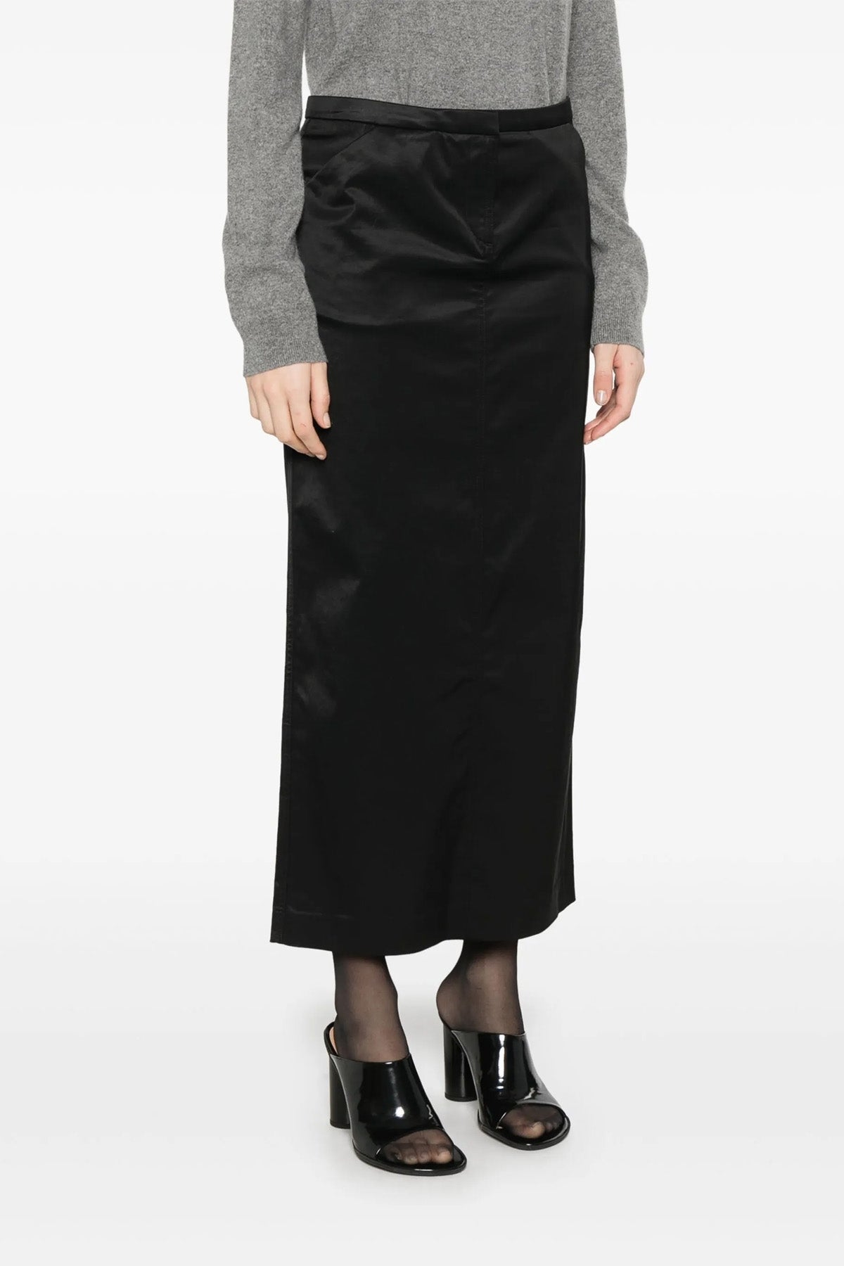 straight skirt in cotton and viscose blend