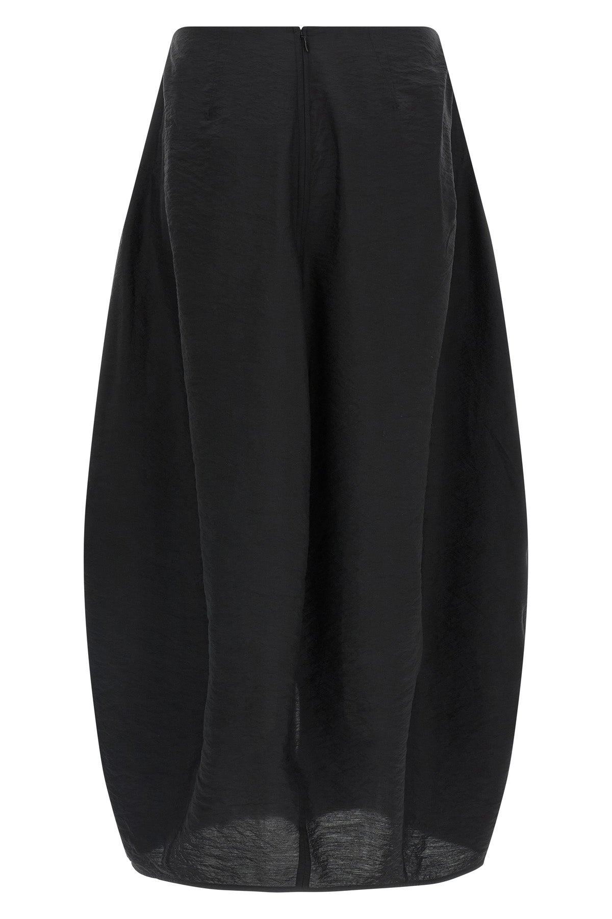 long parachute skirt in wrinkled-effect silk