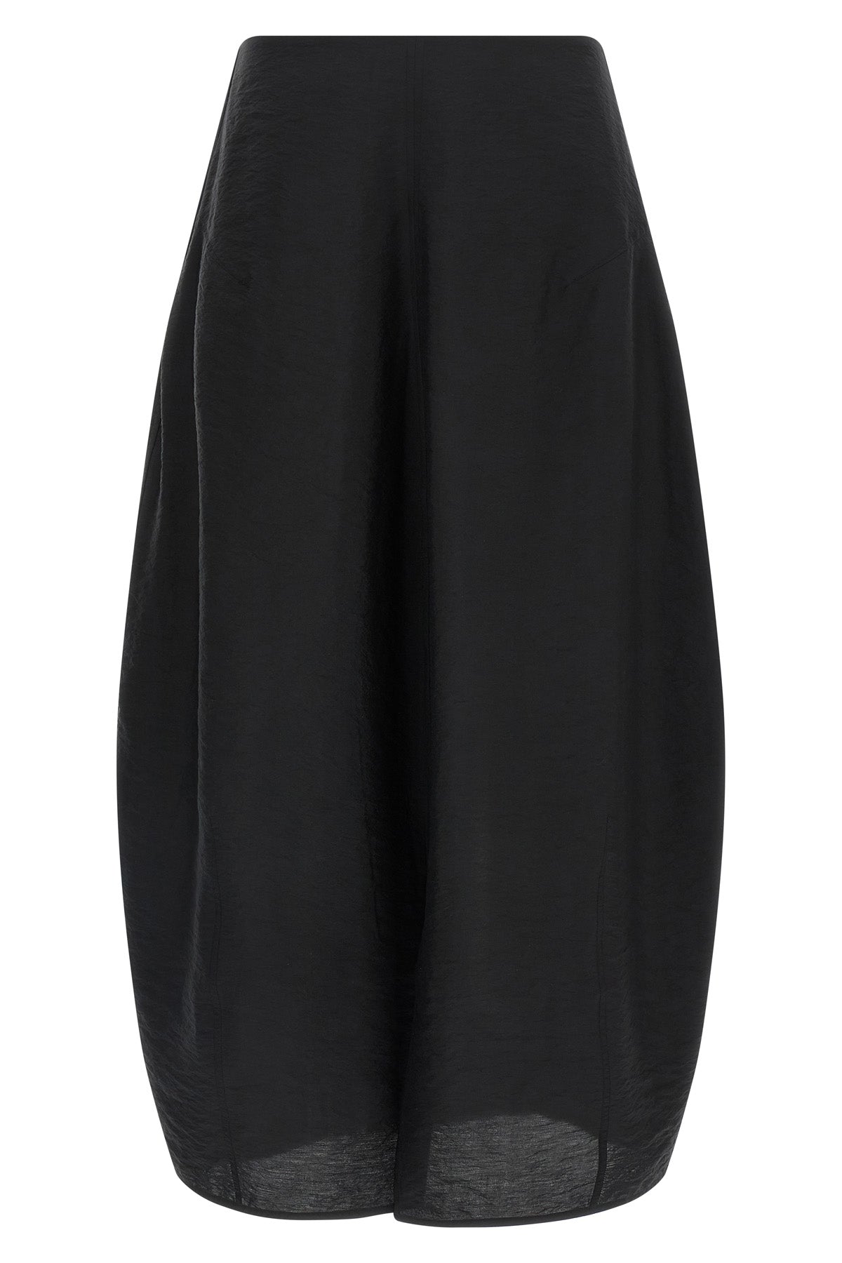 long parachute skirt in wrinkled-effect silk