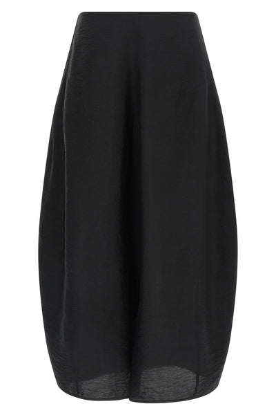 long parachute skirt in wrinkled-effect silk