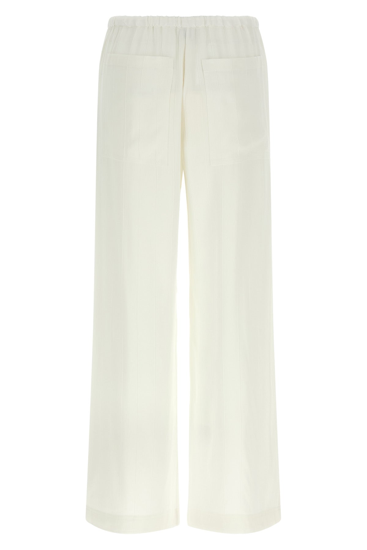 viscose and linen blend pants characterized by raised stripes