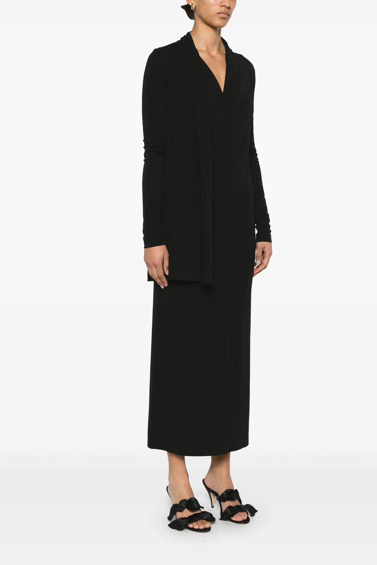 long overlapped jersey dress in stretch fluid viscose jersey