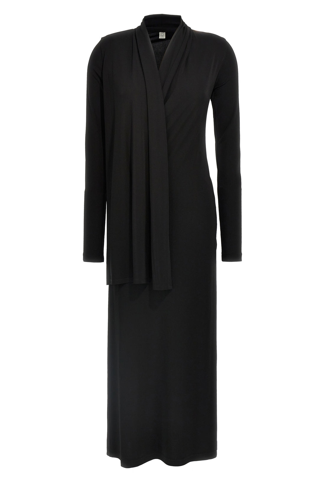 TOTEME S long overlapped jersey dress in stretch fluid viscose jersey