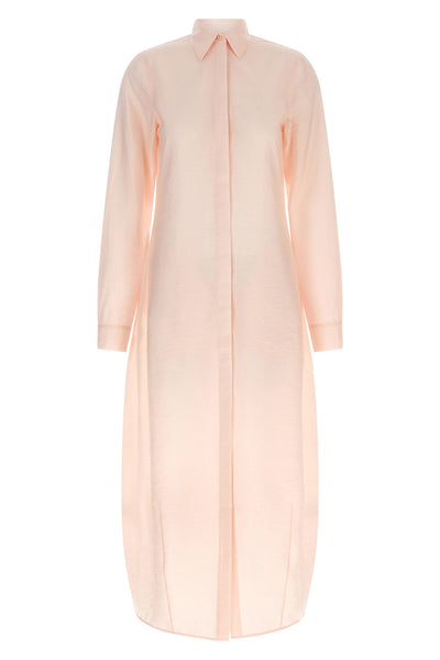 long parachute dress in light and delicately ruffled silk blend