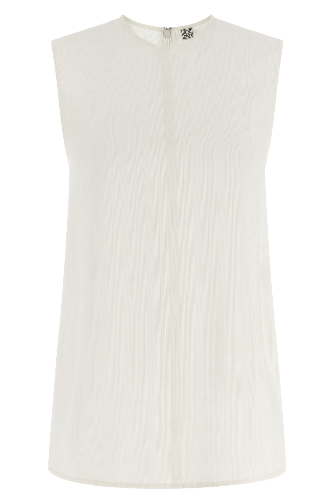 TOTEME 34 top in viscose and fluid linen blend characterized by embossed stripes