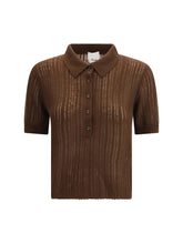 ALLUDE L polo-neck short-sleeve sweater