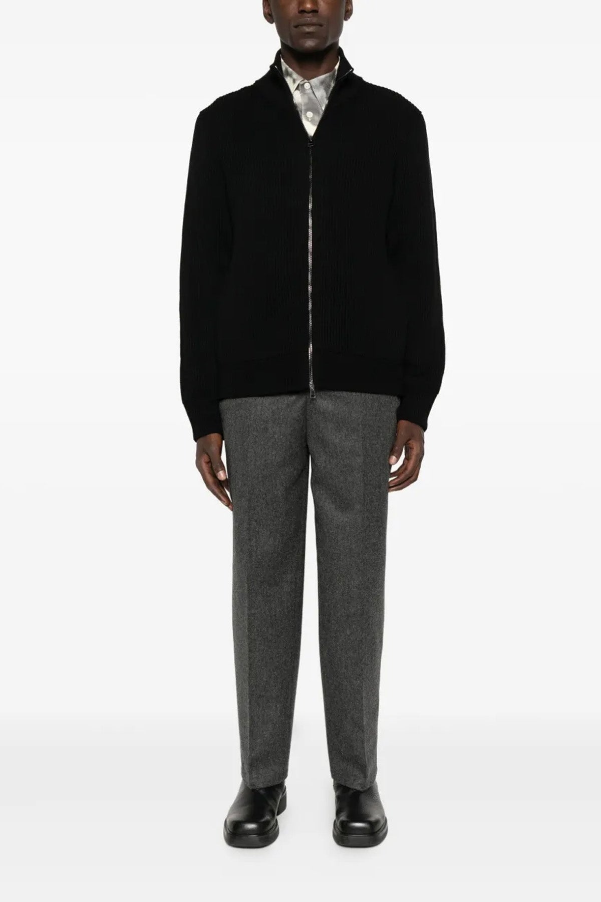 ribbed merino wool cardigan