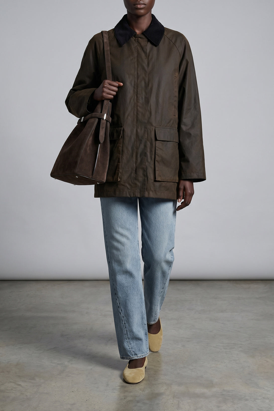 TOTEME OS belted bucket suede shoulder bag