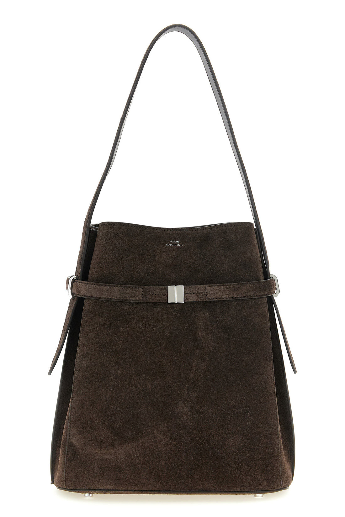 TOTEME OS belted bucket suede shoulder bag