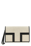 t-flap envelope cotton and linen blend canvas clutch bag