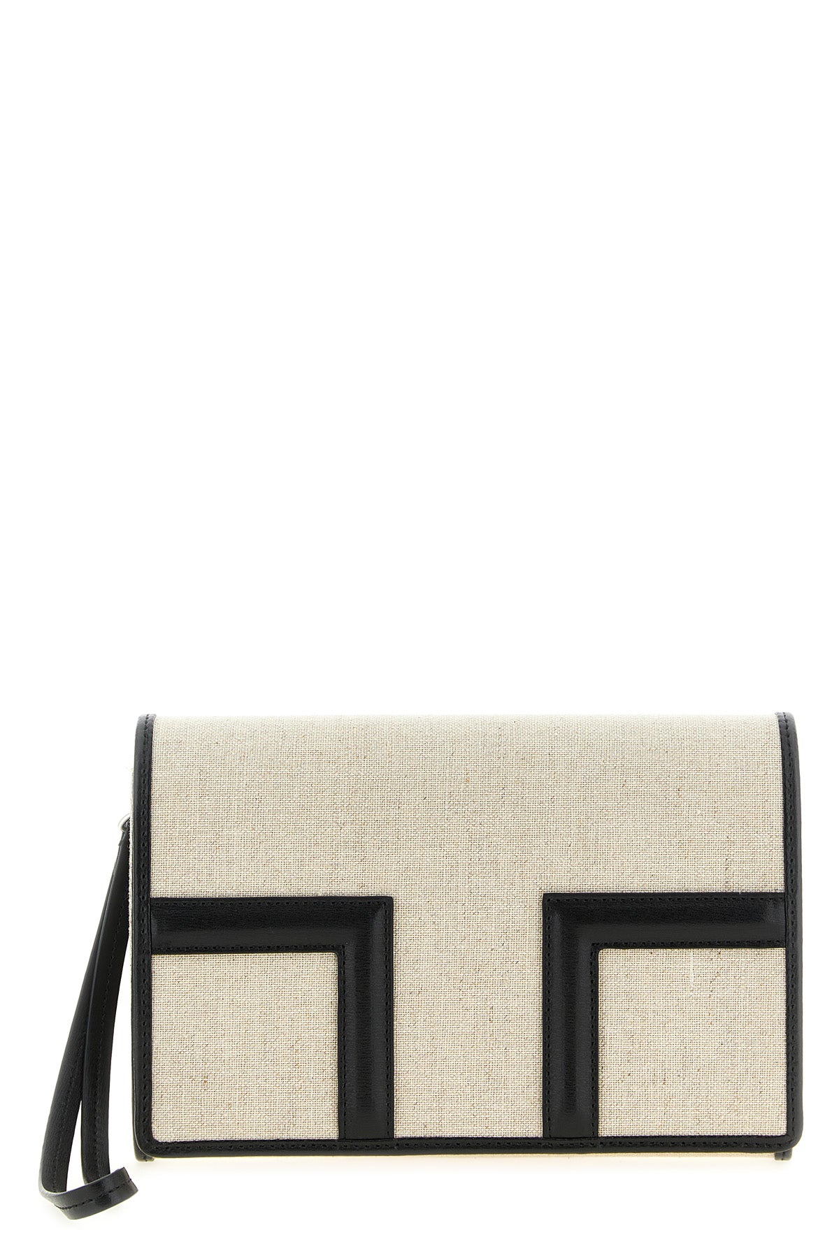t-flap envelope cotton and linen blend canvas clutch bag