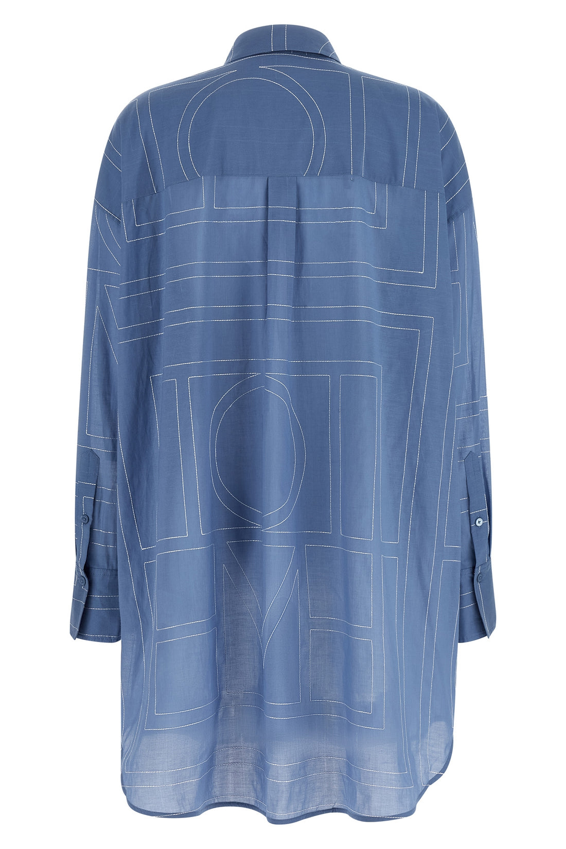 TOTEME 34 long summer shirt in lightweight semi-transparent voile embroidered