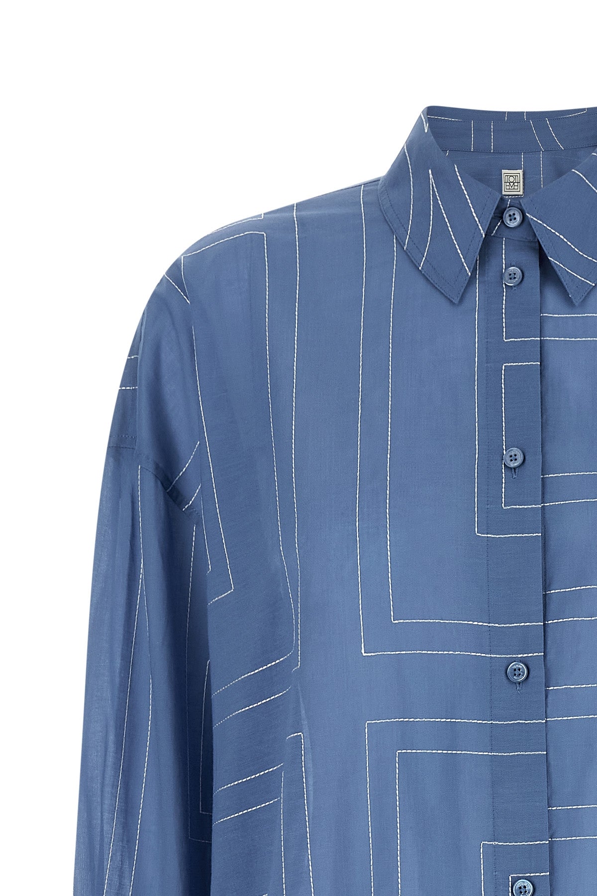 long summer shirt in lightweight semi-transparent voile embroidered