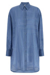 long summer shirt in lightweight semi-transparent voile embroidered
