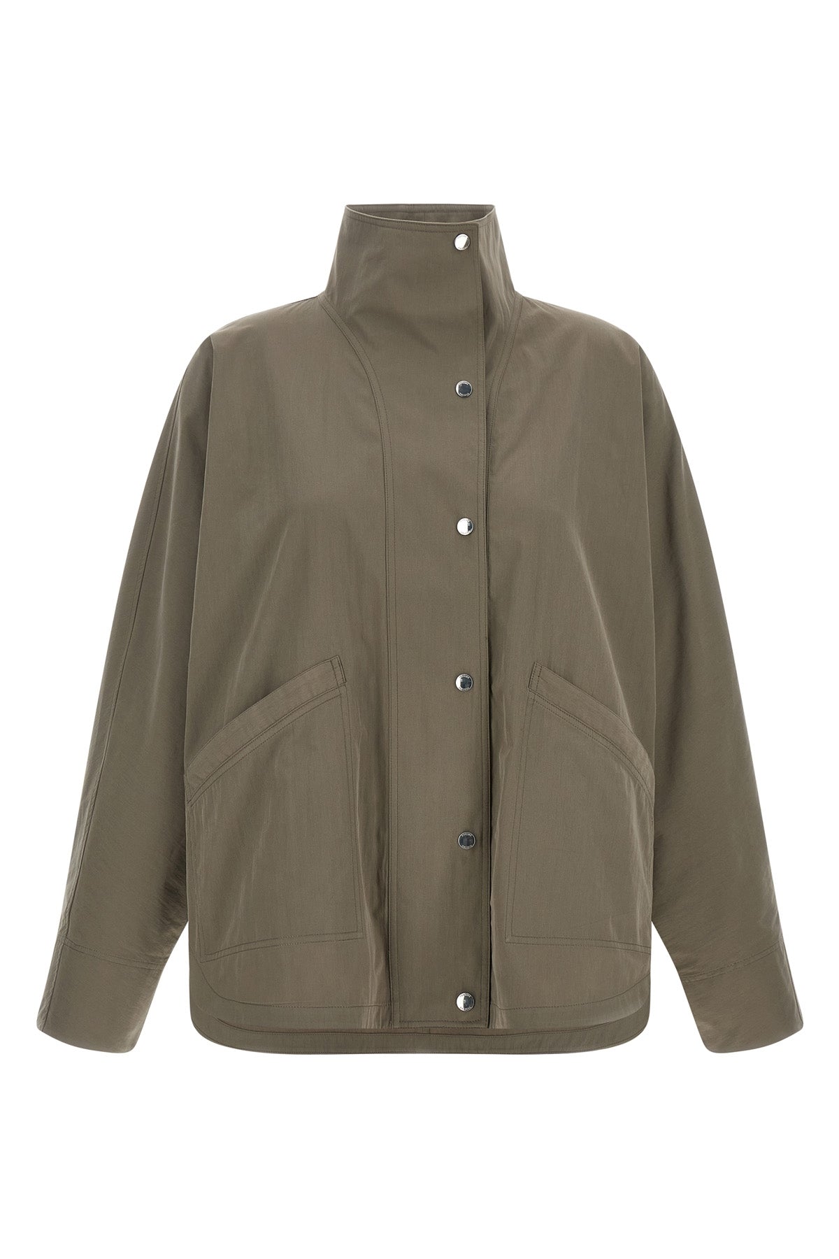 the toteme summer parachute jacket stands out for its oversized silhouette and