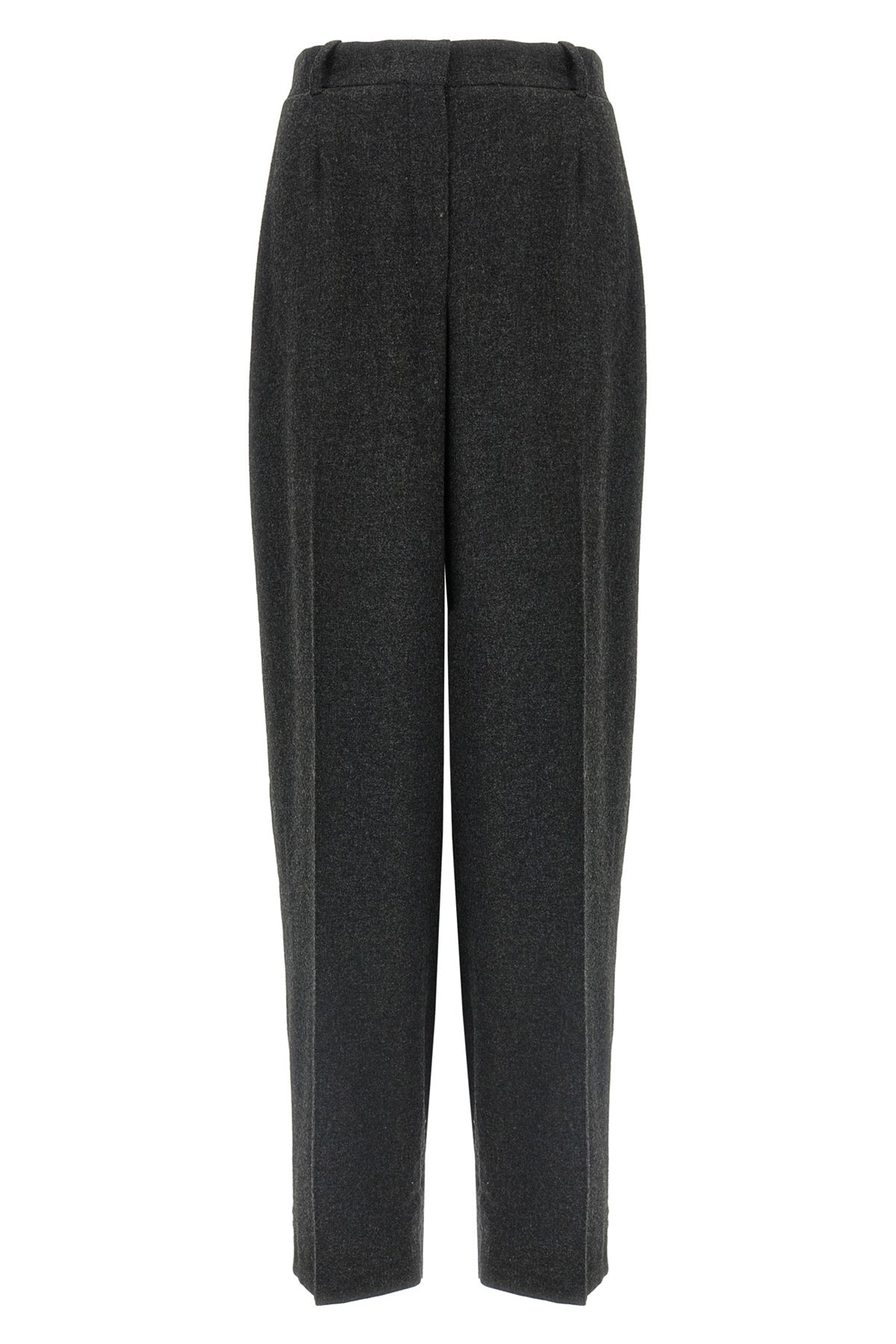 wide flannel trousers in lightweight mélange flannel