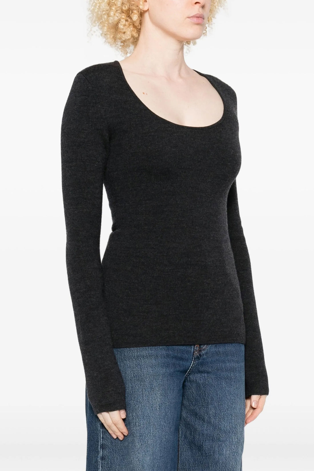 TOTEME XS compact knit sweater in heavy viscose blend