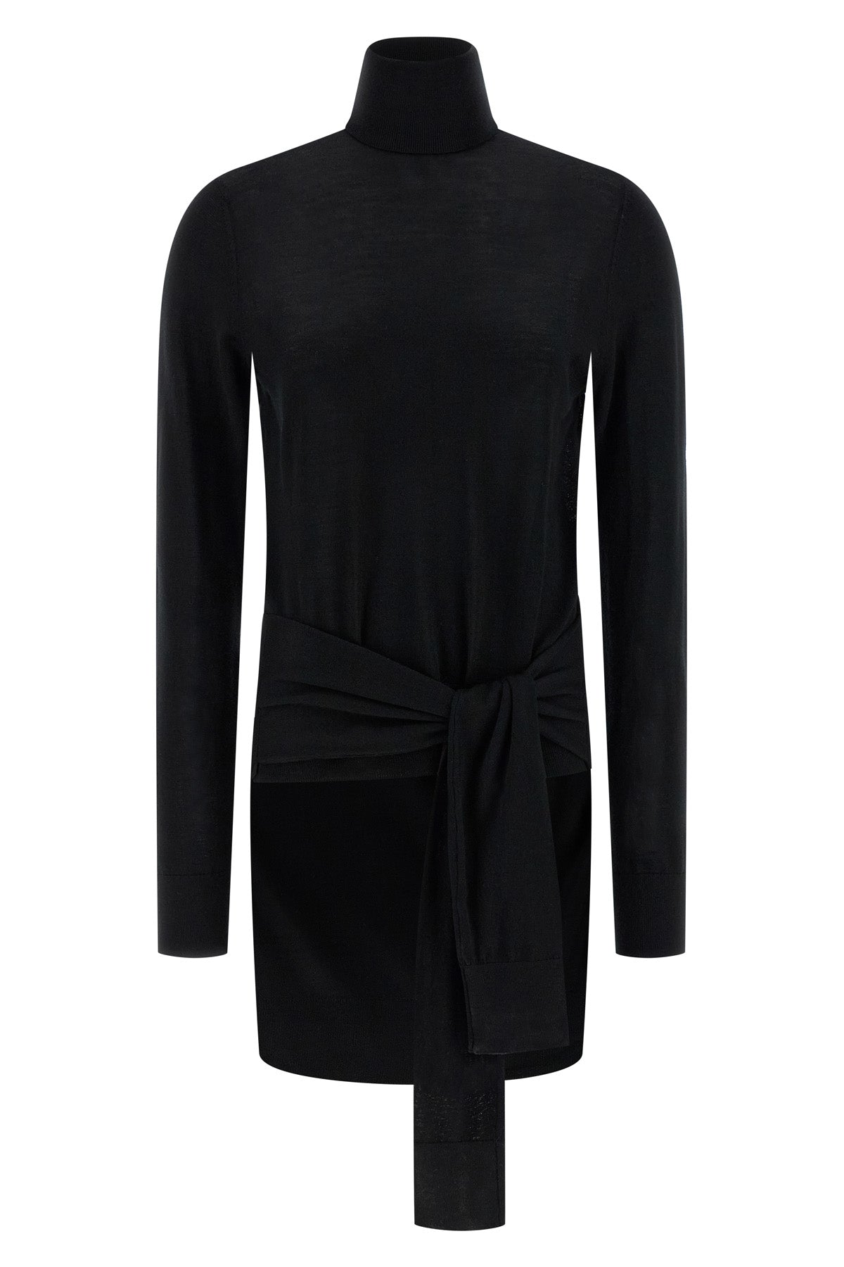 double-sleeve cashmere and silk blend turtleneck