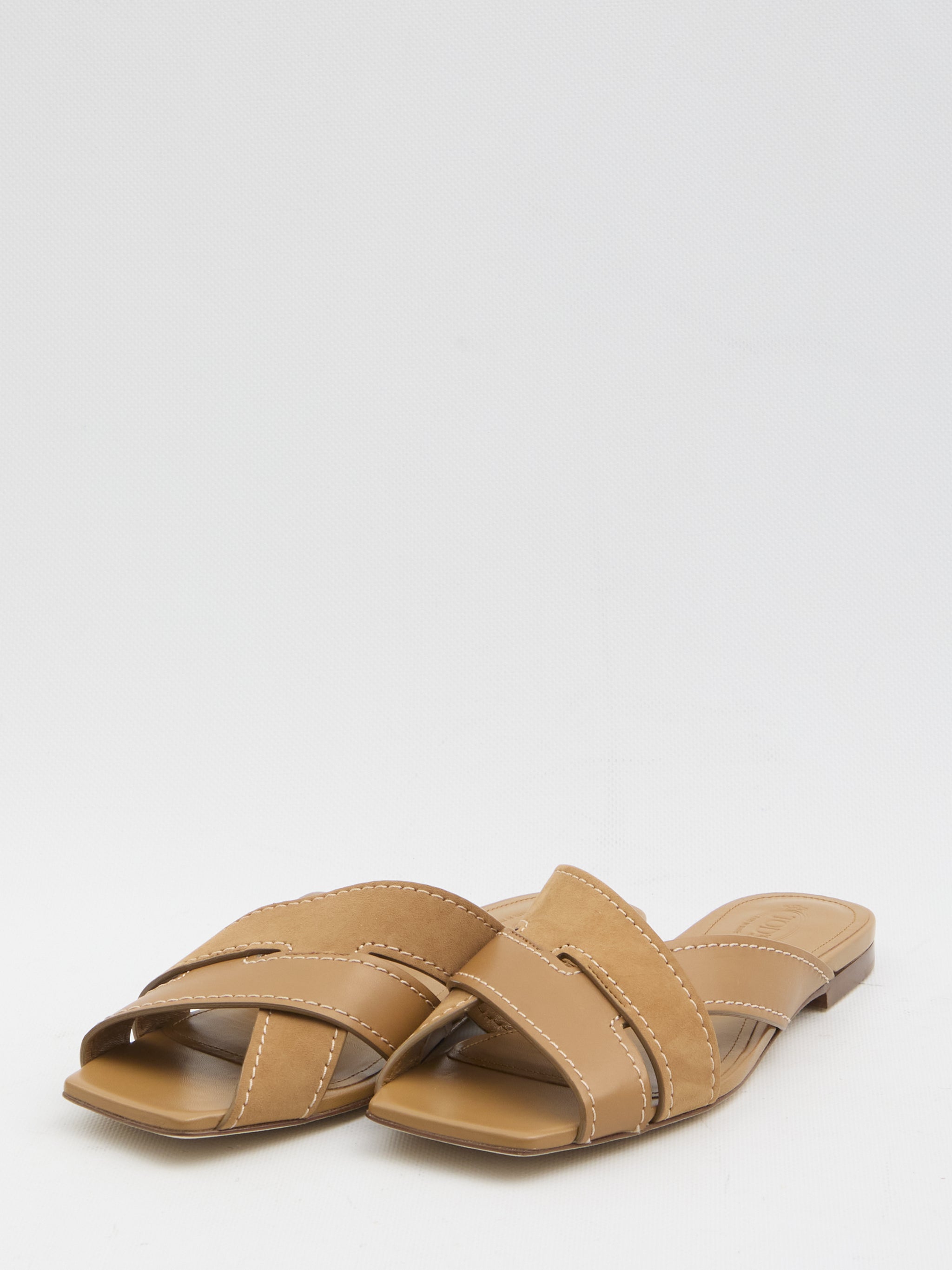 smooth and suede leather slides
