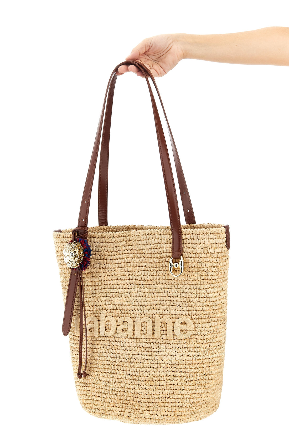 RABANNE OS natural raffia tote bag braided raffia shopping bag