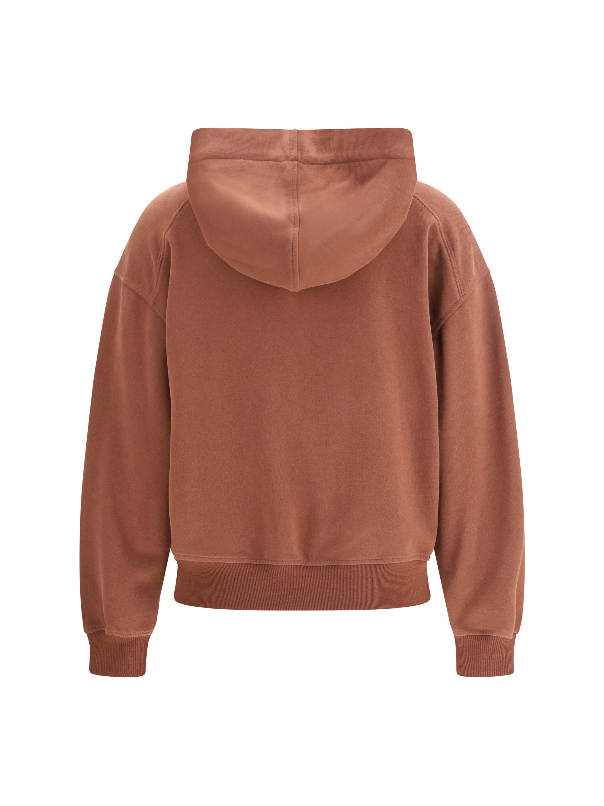 hooded smooth cotton sweatshirt with shiny zipper pull