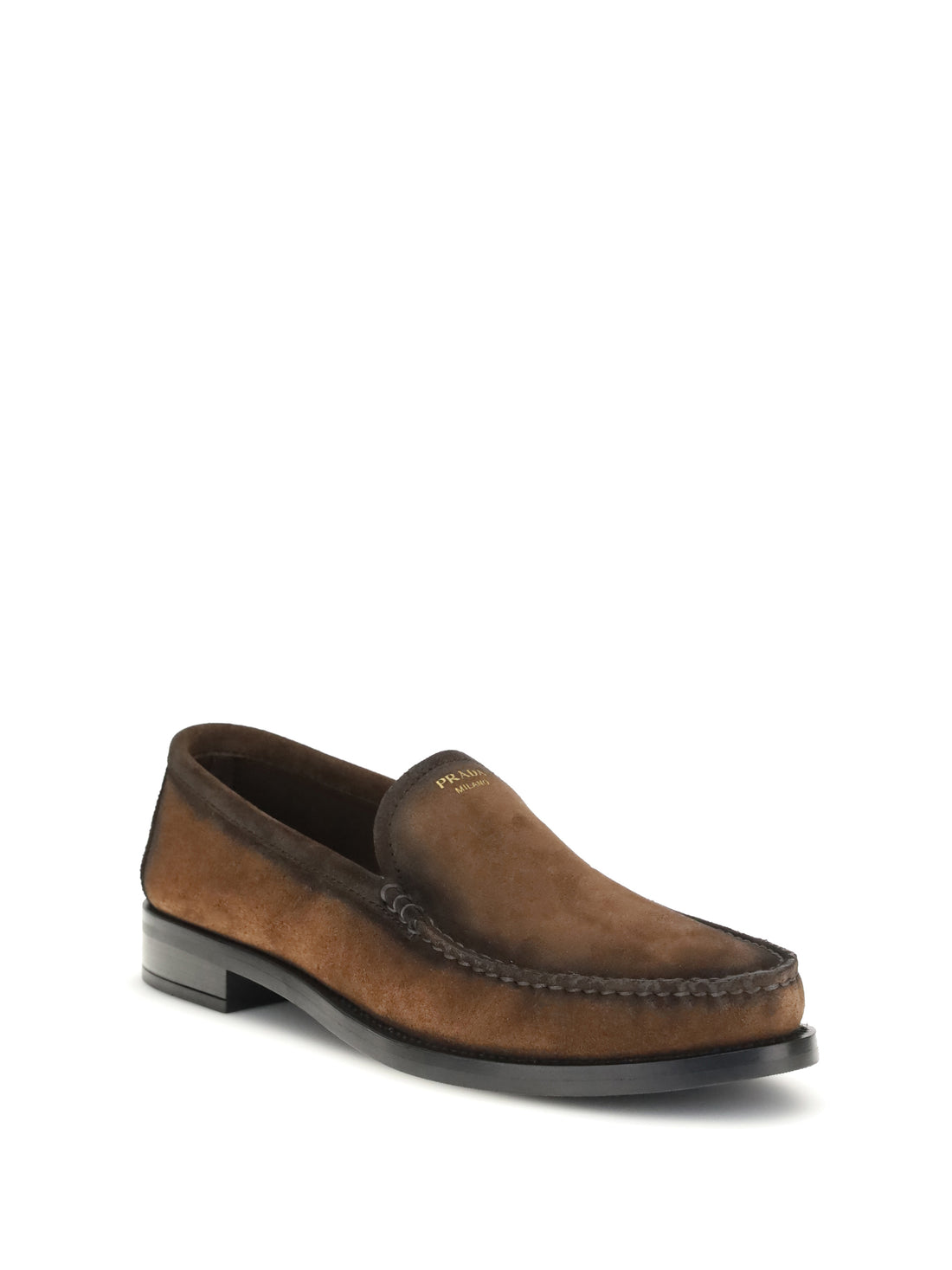 PRADA 36 loafers with a vintage-effect in suede leather