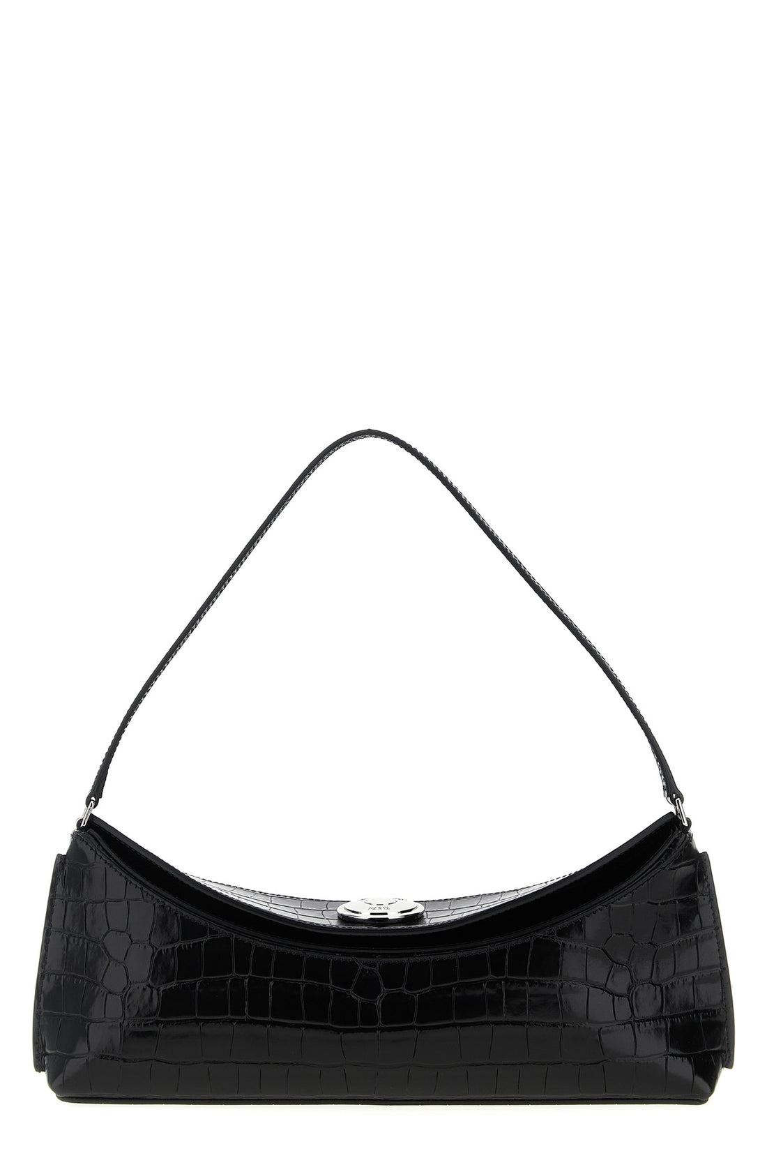 JACQUEMUS OS la pochette ovalo shoulder bag in crocodile-effect print leather
