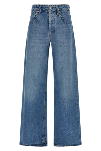 le de-nîmes large medium washed cotton denim jeans